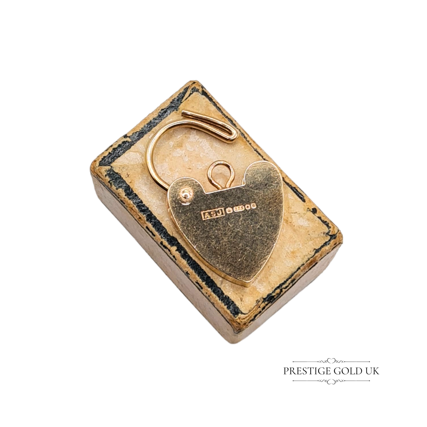 9ct Gold Heart Padlock Pendant ASJ London 1978 Hallmarked 20mm x 15mm