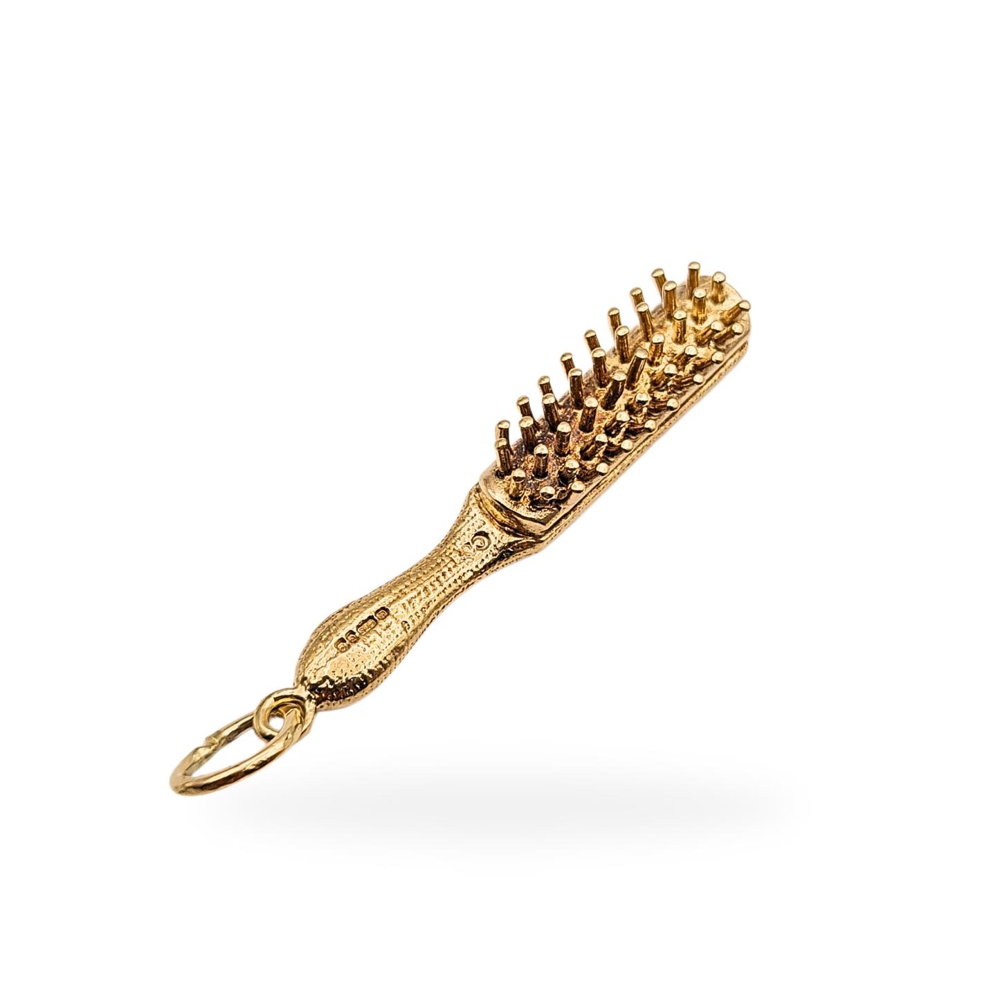 Large 9ct Gold Hair Brush Charm 6.5g London 1977 Hallmarked