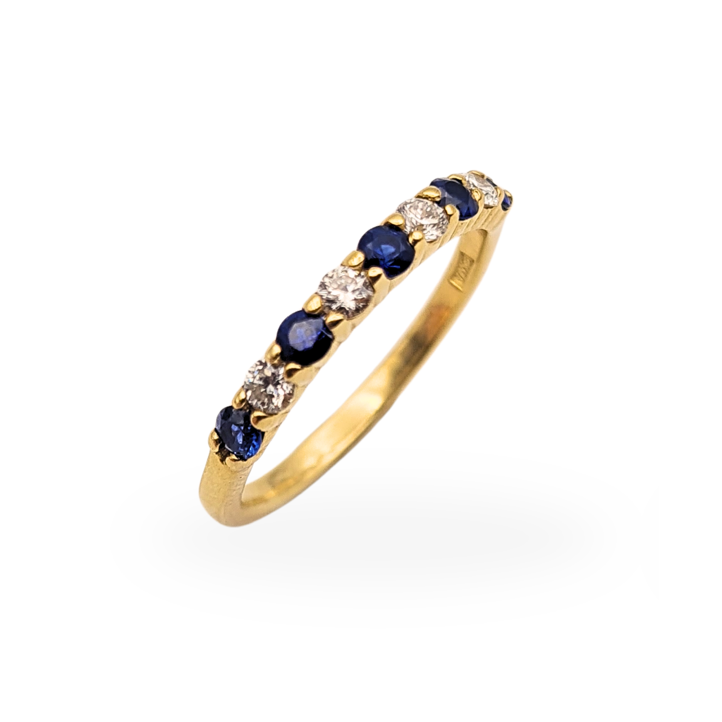 Quality 18ct Gold Sapphire Diamond Eternity Ring 1974 Hallmarked UK N US 6.75