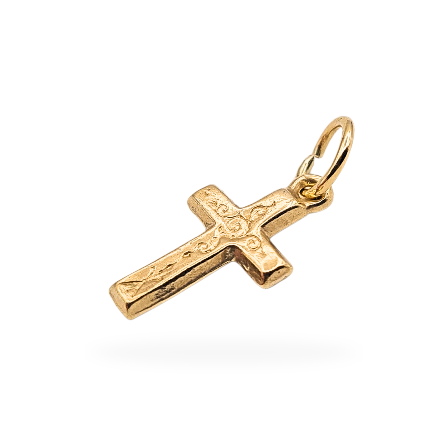 Tiny 9ct Gold Cross Pendant Engraved 16mm