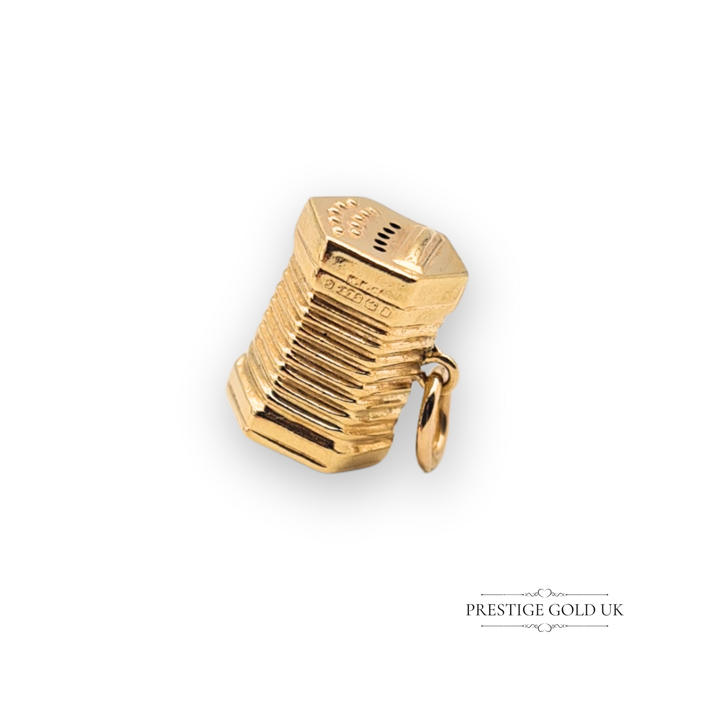 9ct Gold Tiny Accordion Charm, Petite English Concertina Musical Accordion