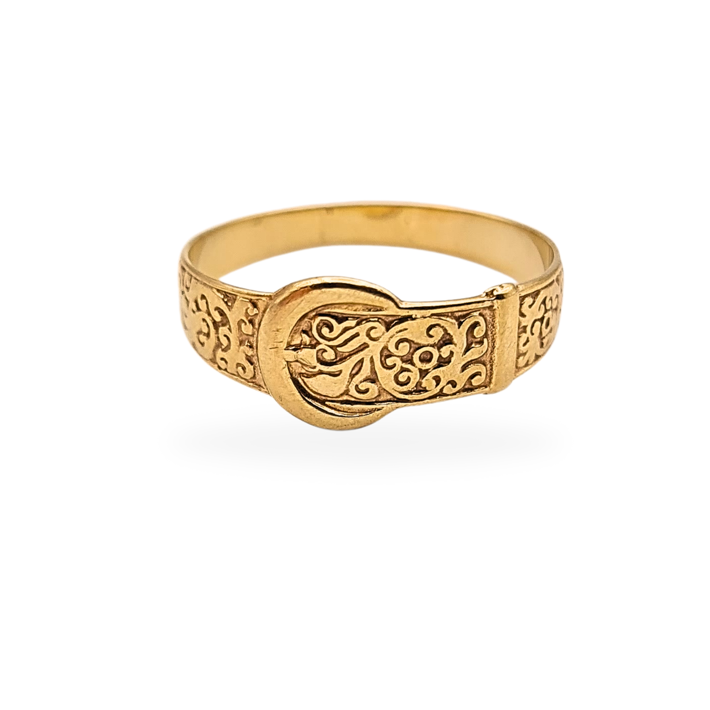 9ct Gold Buckle Ring 8mm Hallmarked UK V US 10.5