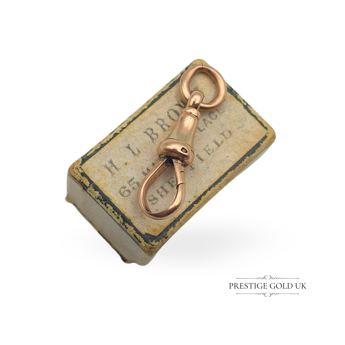 Antique 9ct Rose Gold Dog Clip for Albert Chain, Stamped 375, 23mm Long