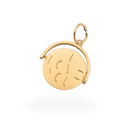 Small 9ct gold I Love You spinner charm with moving round disc design