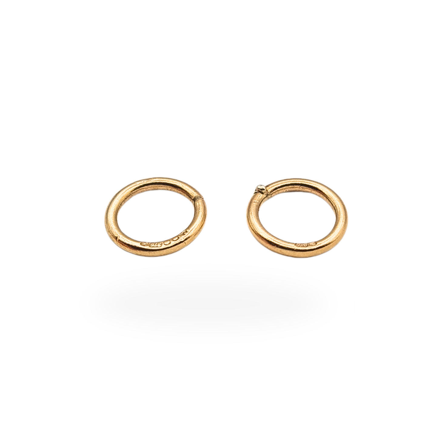 Pair 9ct Gold Closed Jump Rings Solid  Gold Connectors 7.4mm