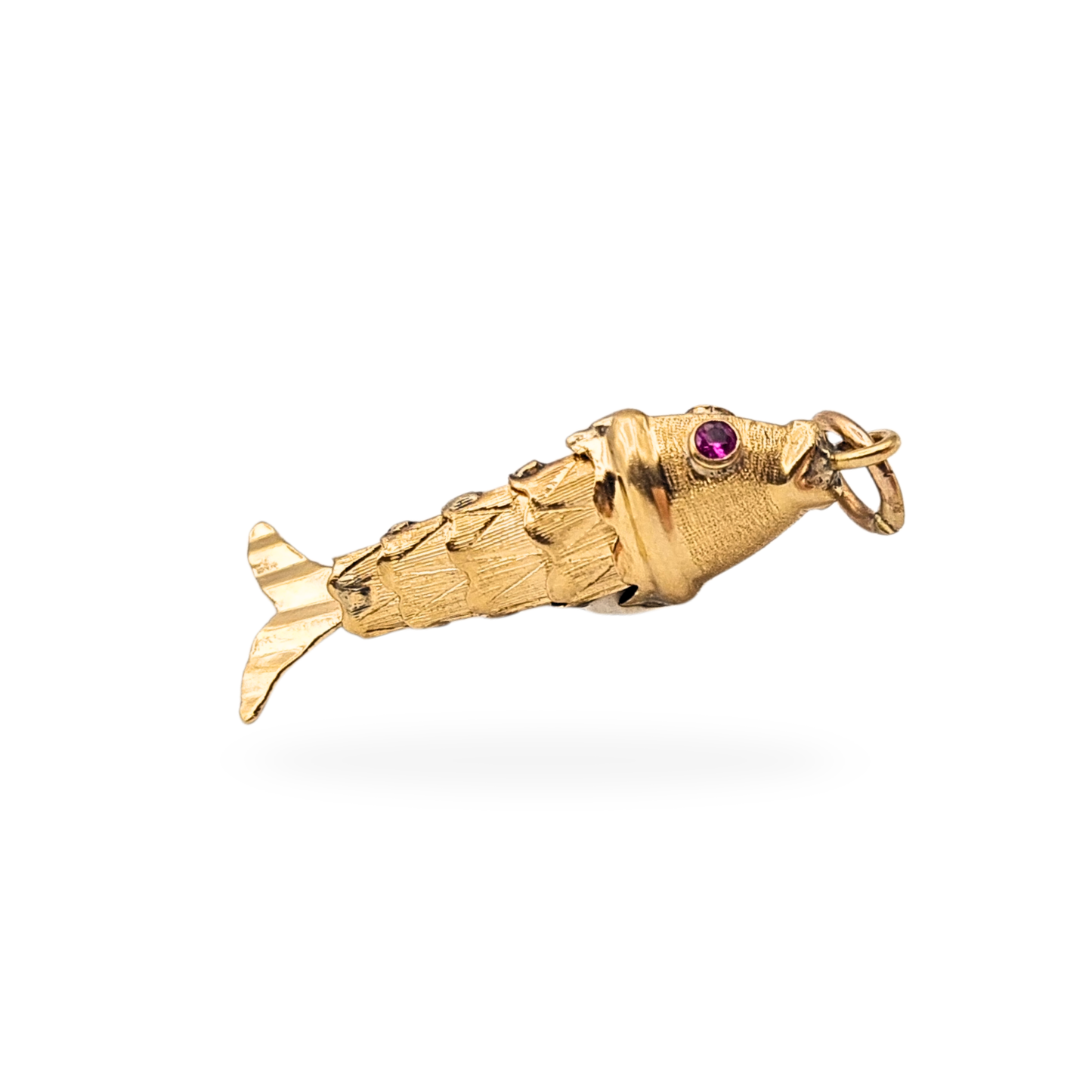 9ct Gold Articulated Fish Charm, Moving pendant