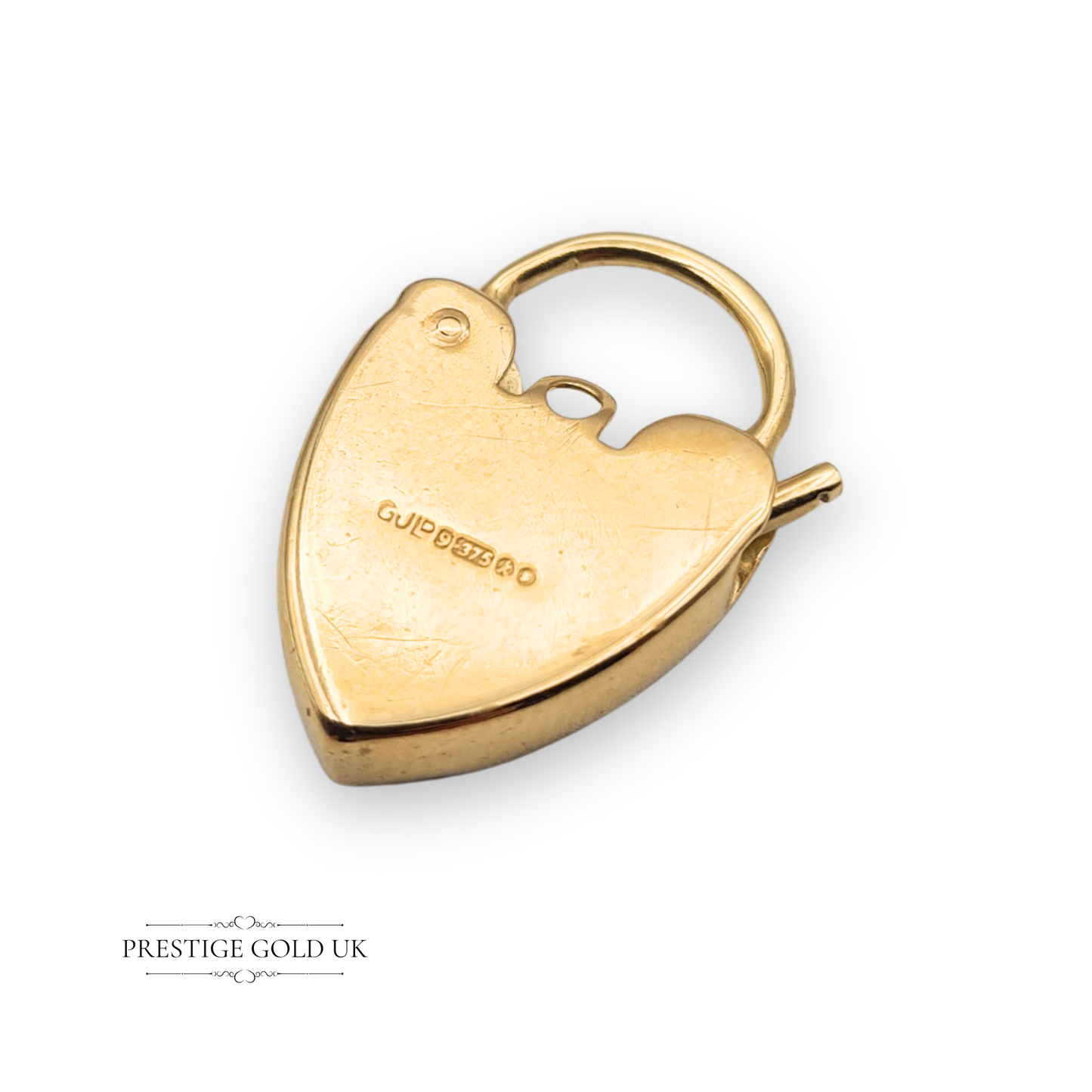 9ct Gold Heart Padlock Menorah Engraved Hallmarked London 1966 Georg Jensen