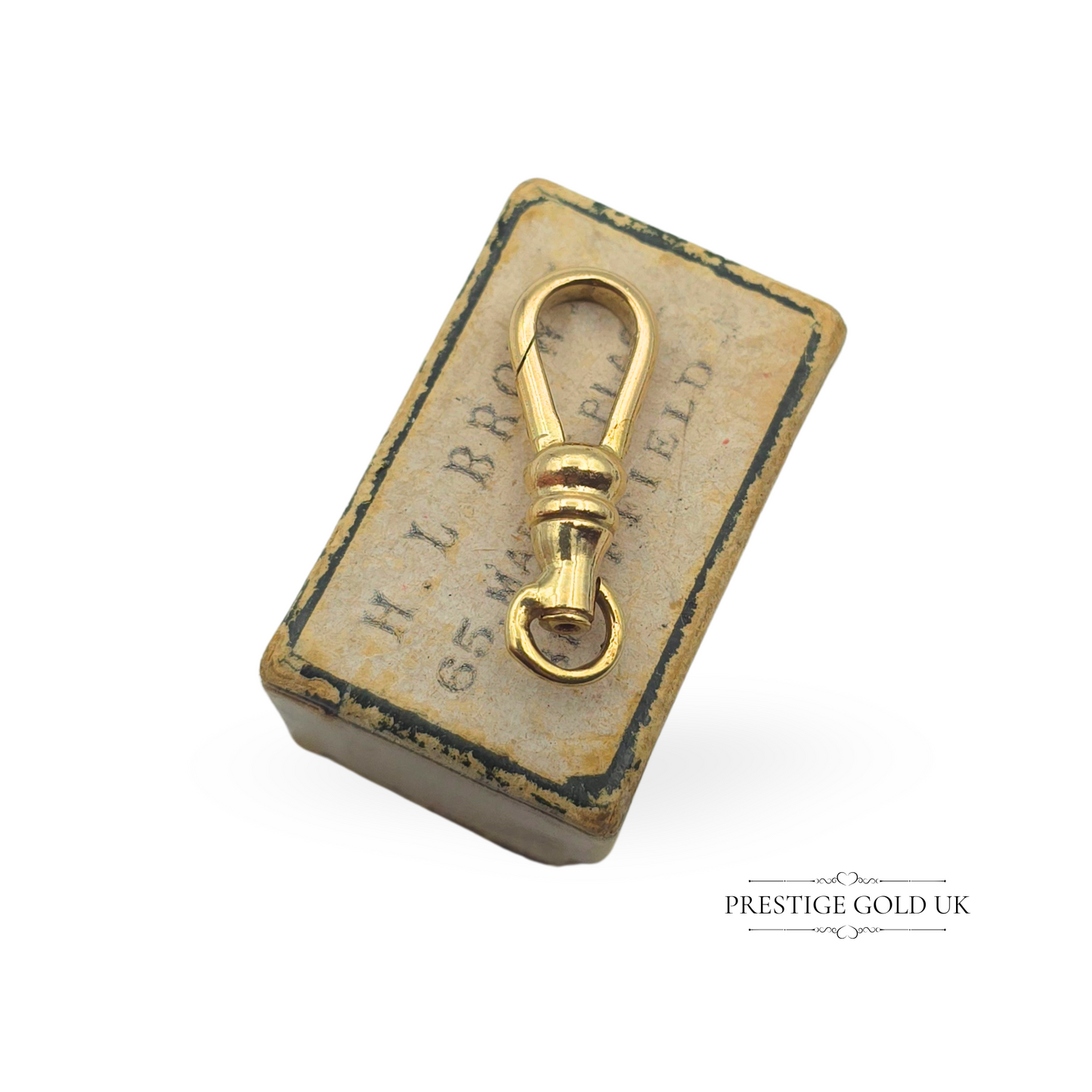 Vintage 9ct Yellow Gold Dog Clip, 22mm Fixed Bolt Ring, Stamped 9ct