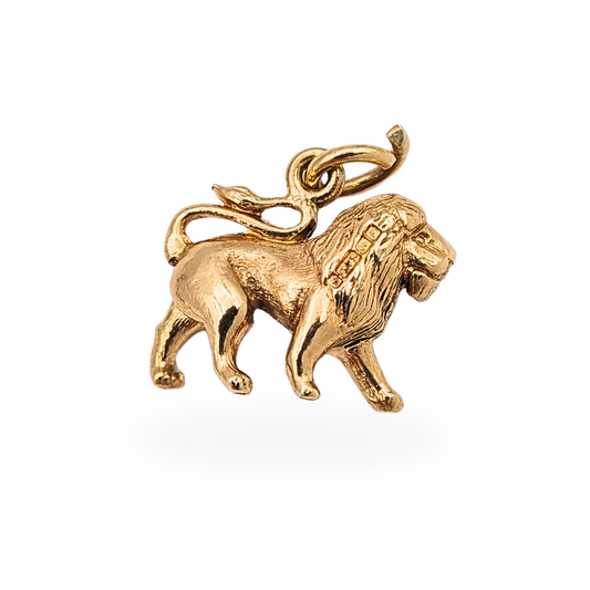 9ct Gold Lion Charm, Birmingham 1989, Lion Pendant