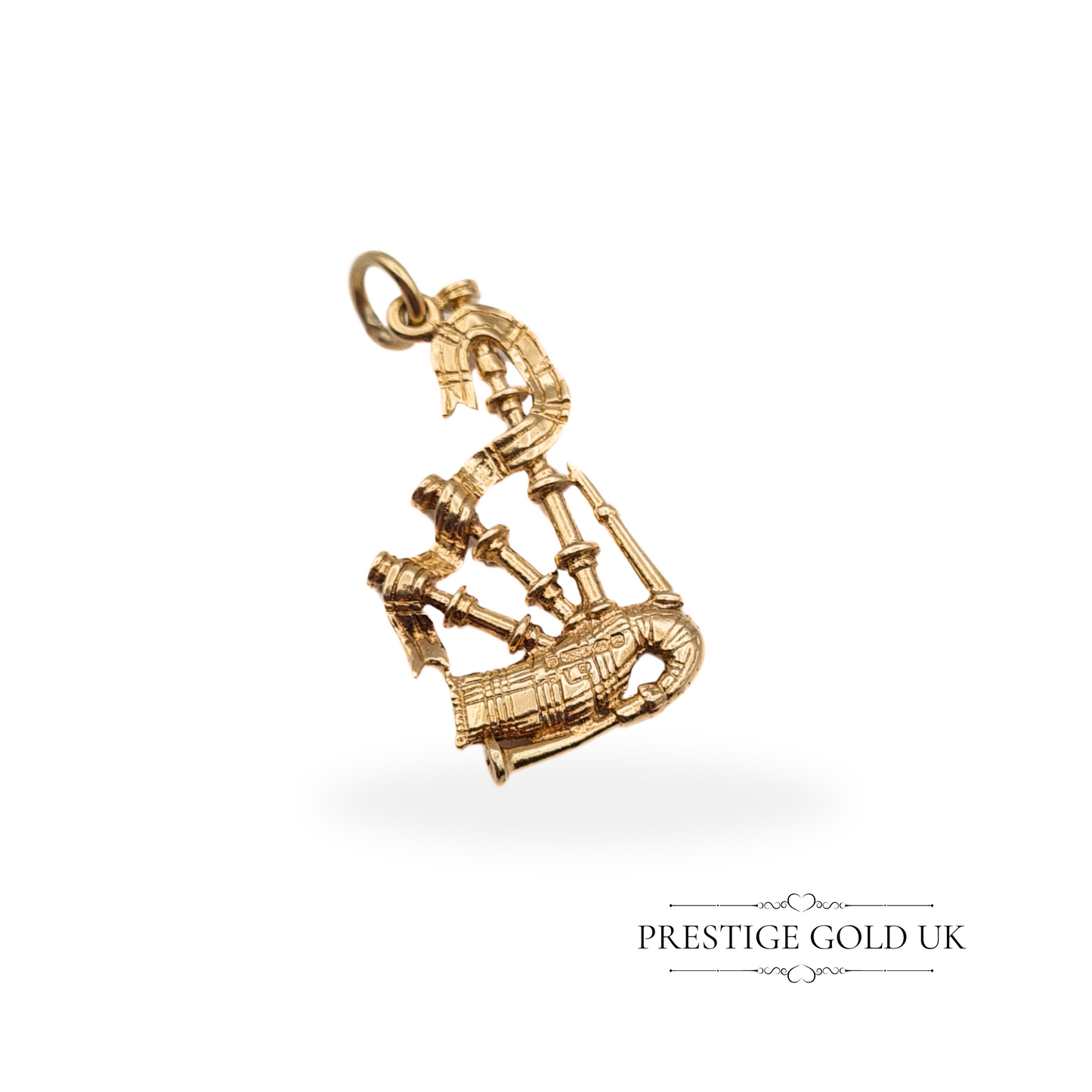 Vintage 9ct Gold Bagpipes Charm Pendant