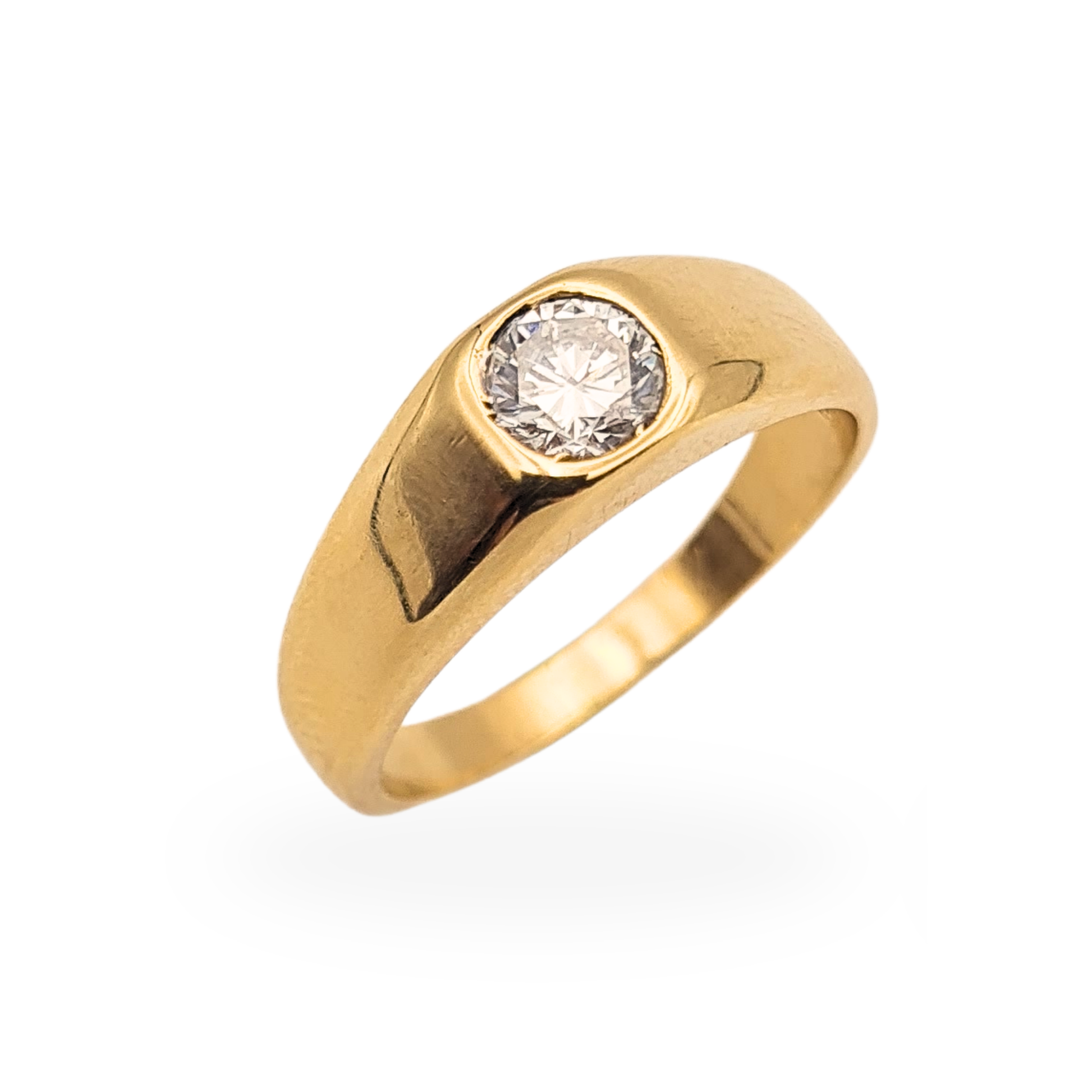 18ct gold diamond gypsy ring heavy band solitaire vintage