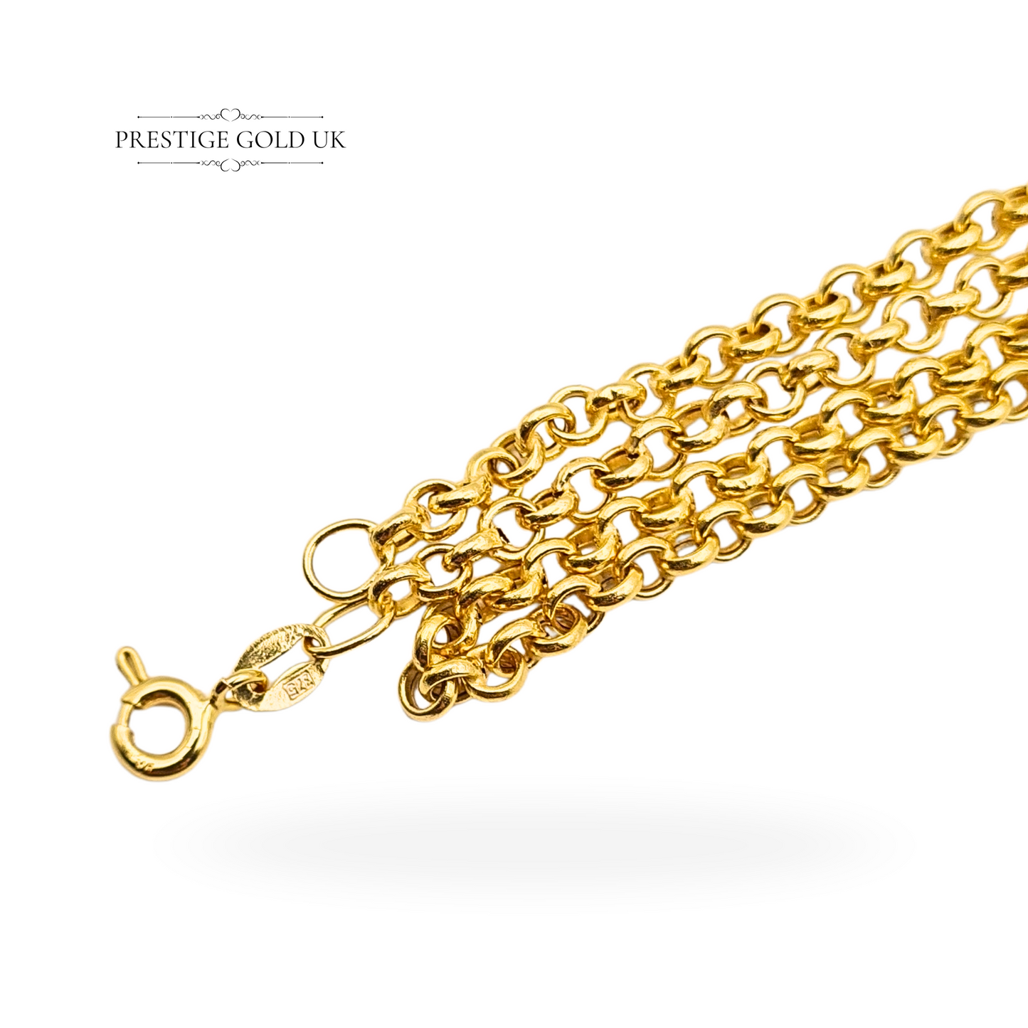 20" 9ct Gold Belcher Chain Necklace, Hollow 3mm Wide Rolo Chain