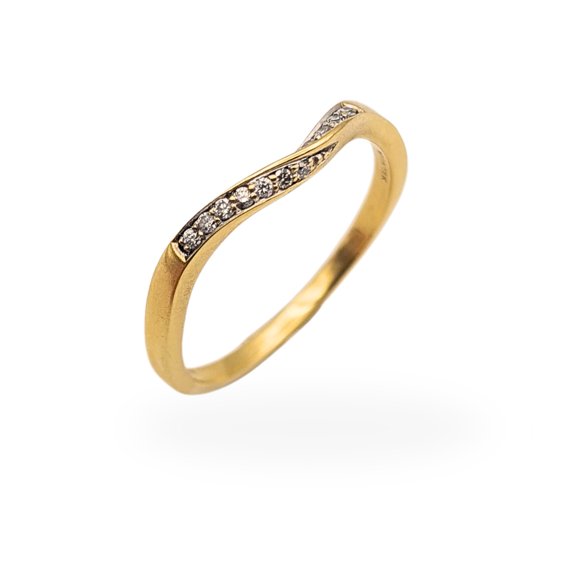 18ct gold diamond twist eternity ring slim stacking band UK Q
