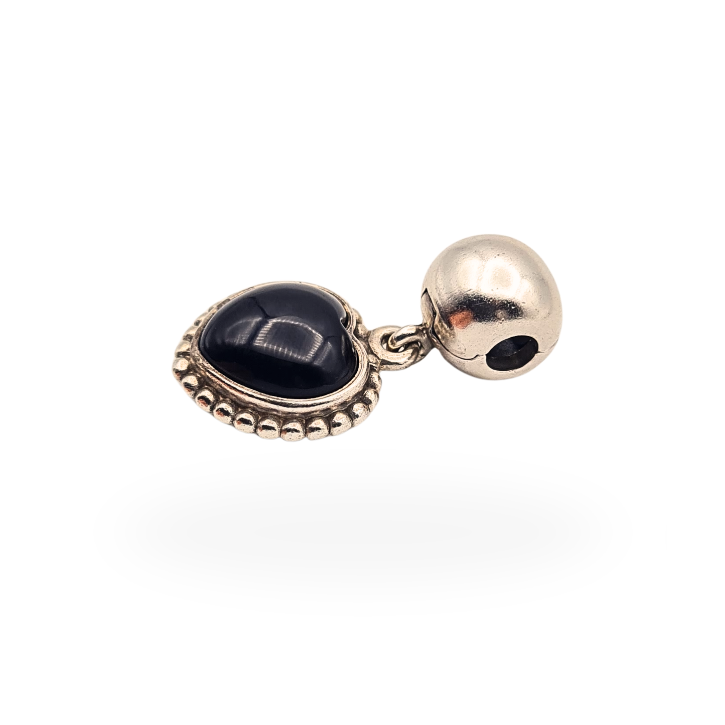 Rare Pandora Mi Amor Onyx Heart Dangle Charm ALE Retired 791046ON