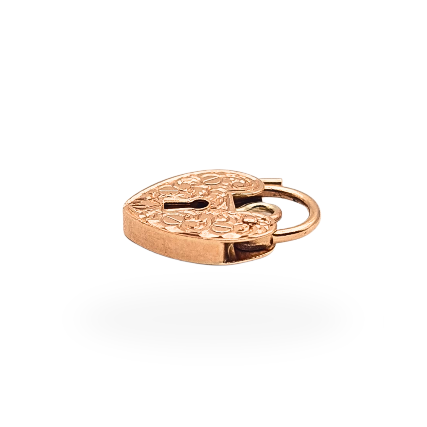 Vintage 9ct Rose Gold Heart Padlock Charm Padlock Hand Engraved