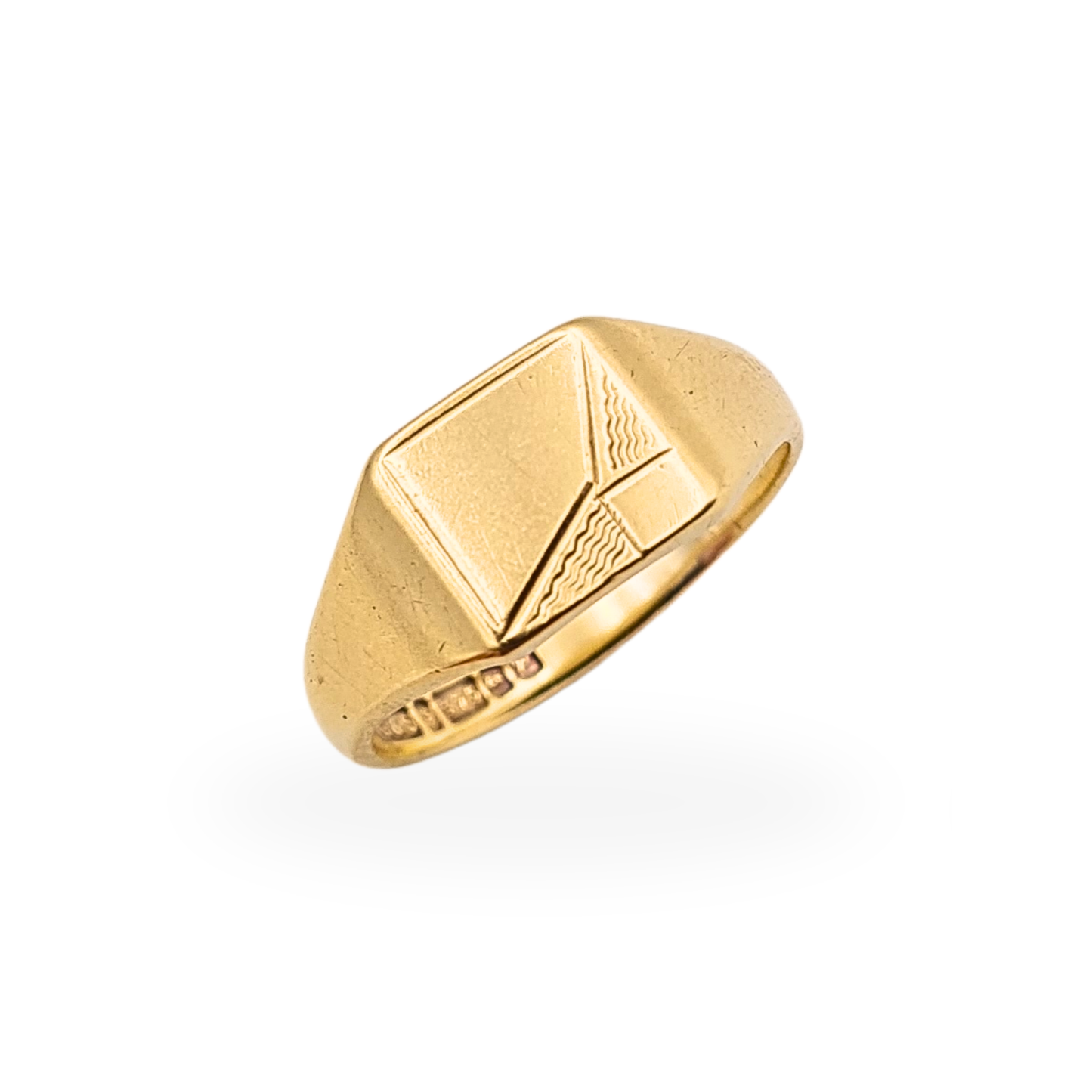 9ct Gold Engraved Signet Ring Hallmarked 1989 Solid Gold UK M1/2 US 6.5