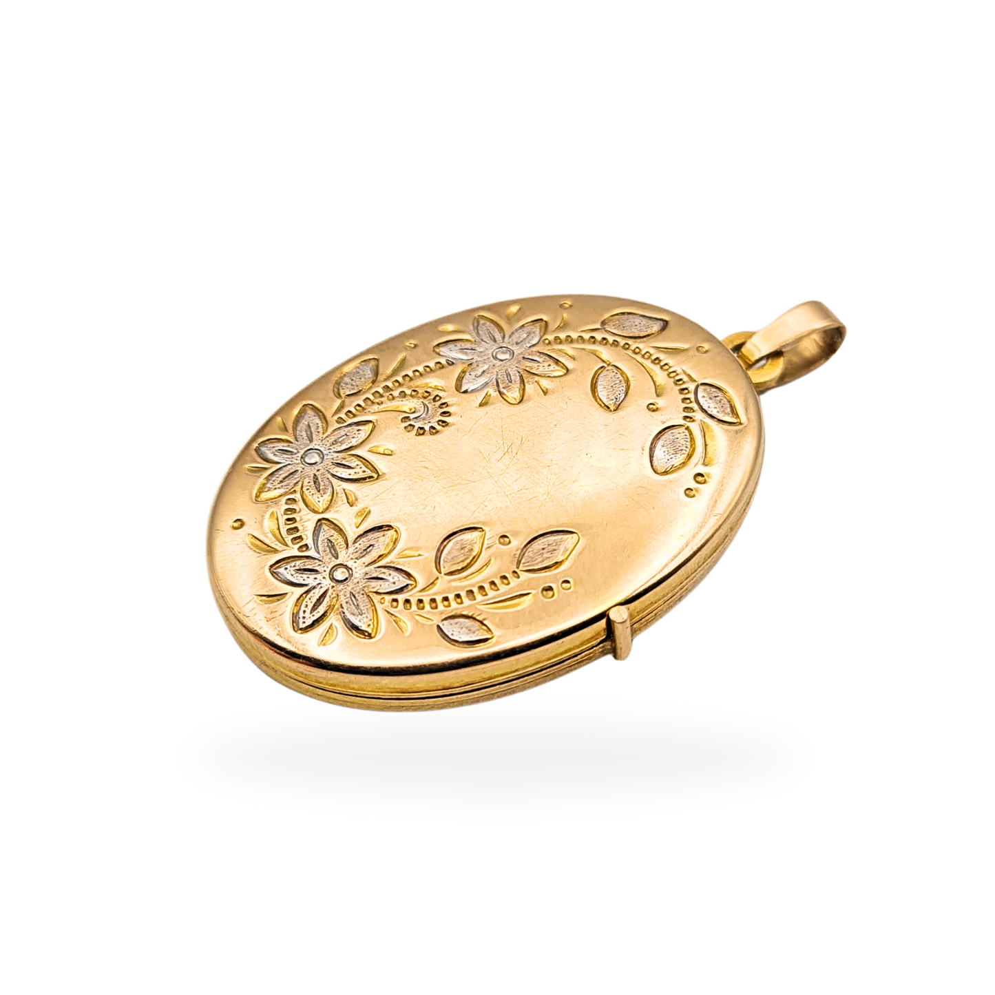 Large 9ct Gold Floral Oval Locket, Solid, Hallmarked