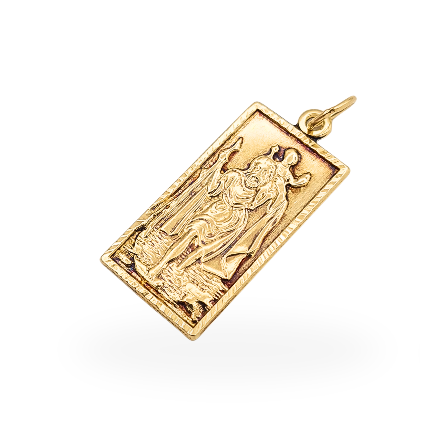 9ct Gold Rectangular Saint Christopher Charm