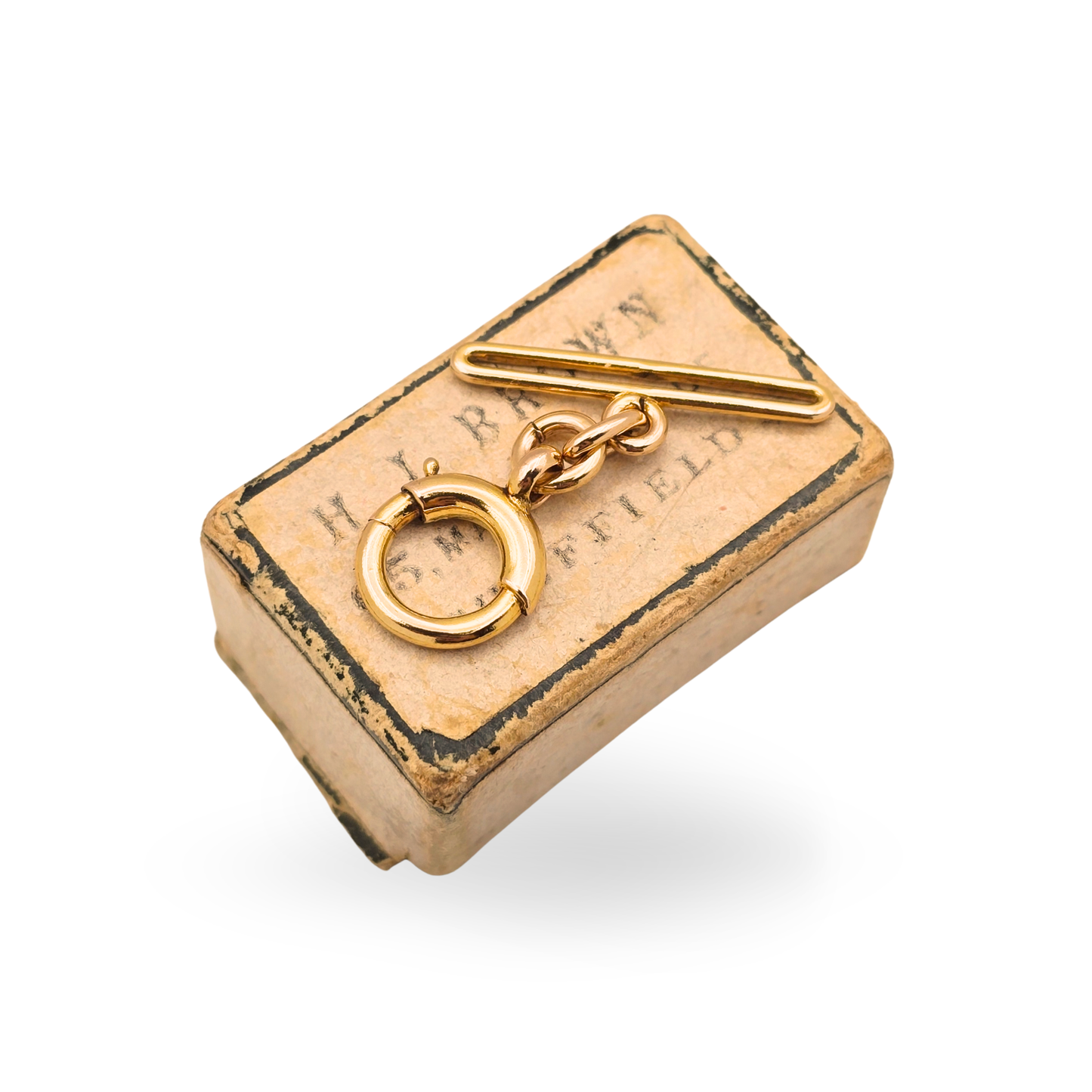 9ct Gold Bolt Ring & T Bar, 19mm Bar, 9mm Clasp, Stamped 9ct