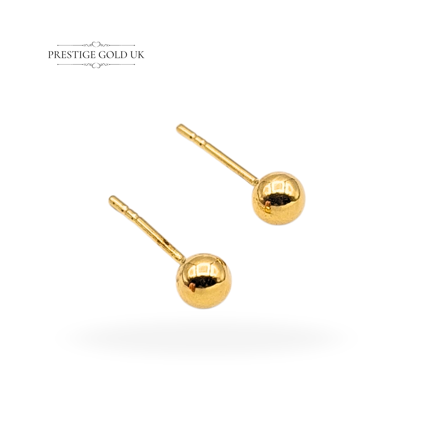 18ct Gold Tiny Ball Stud Earrings, Vintage Round Gold Studs with Butterfly Backs