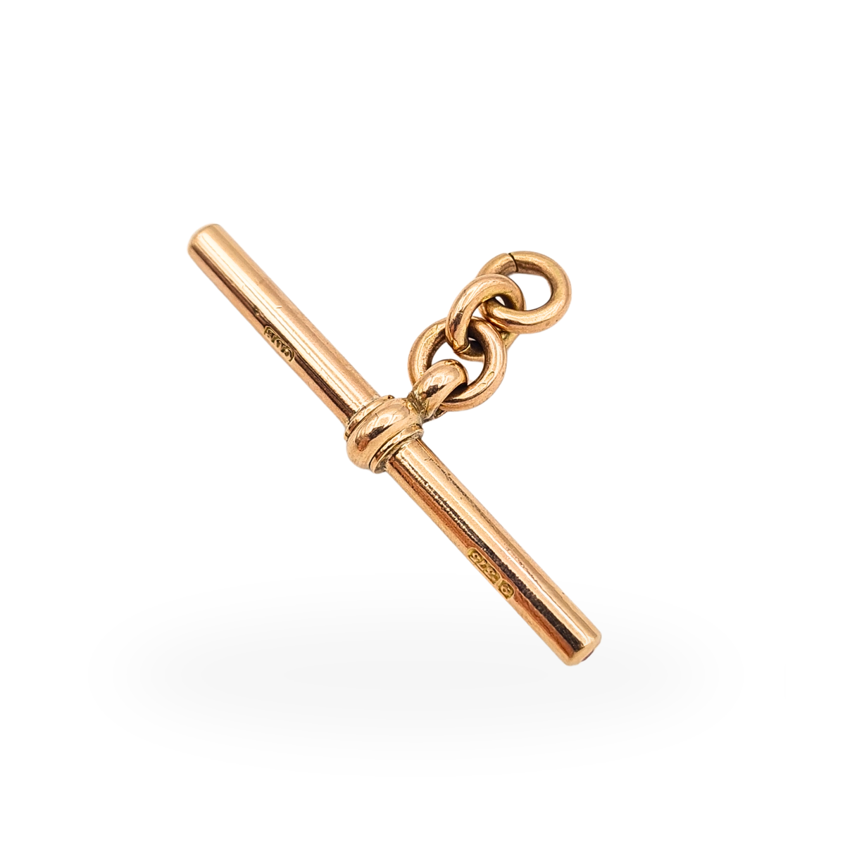 Antique 9ct Rose Gold Ruby T Bar Pendant  Heavy Solid Gold Albert Fob T-Bar