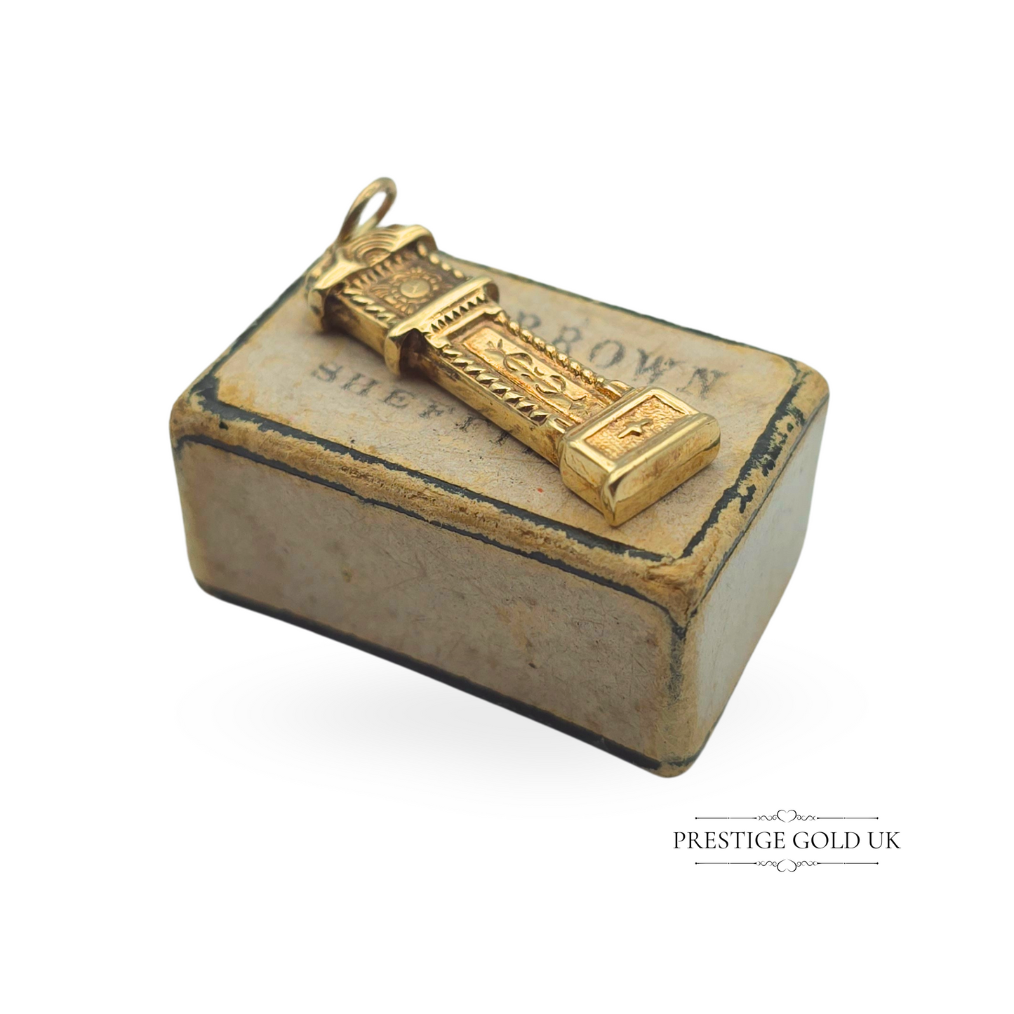 Vintage 9ct Gold Grandfather Clock Charm, Hallmarked Birmingham 1972