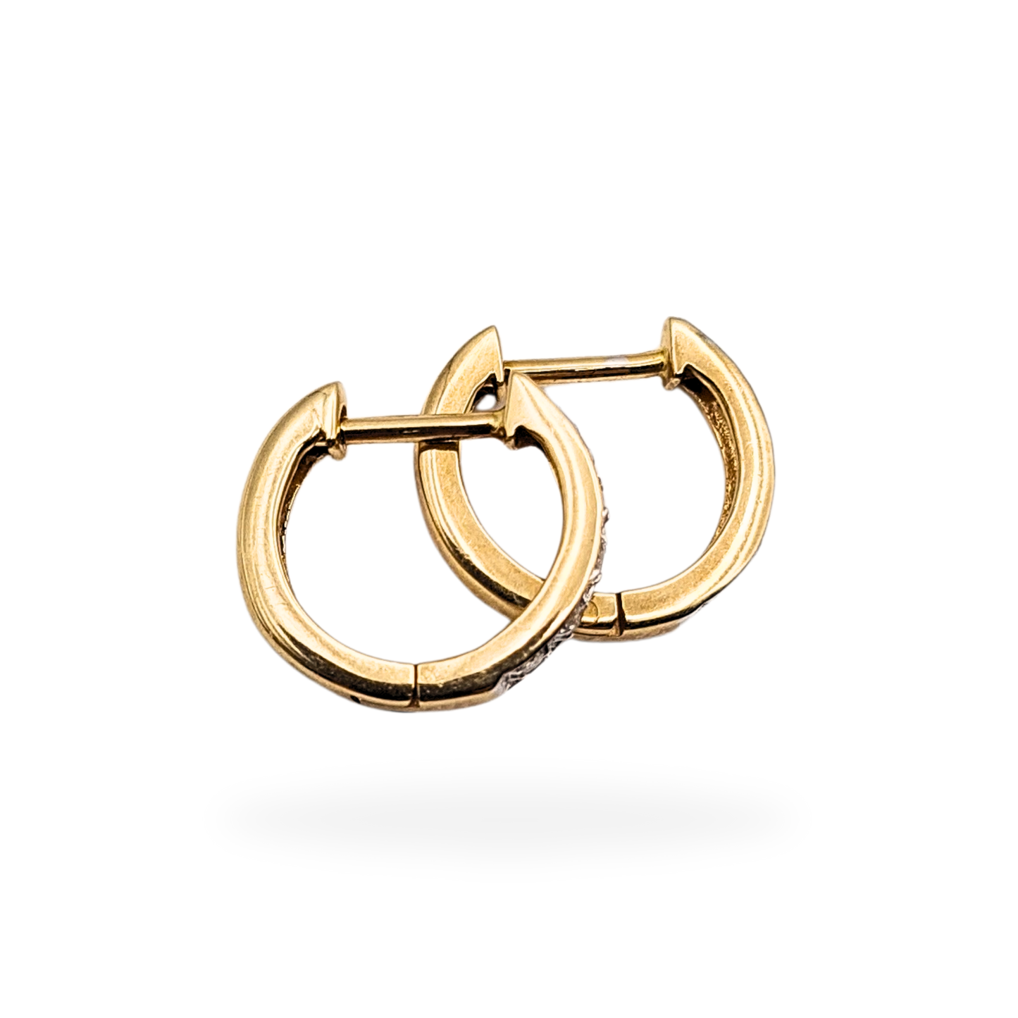 Tiny 9ct Gold Diamond Huggie Hoop Earrings Fully Hallmarked