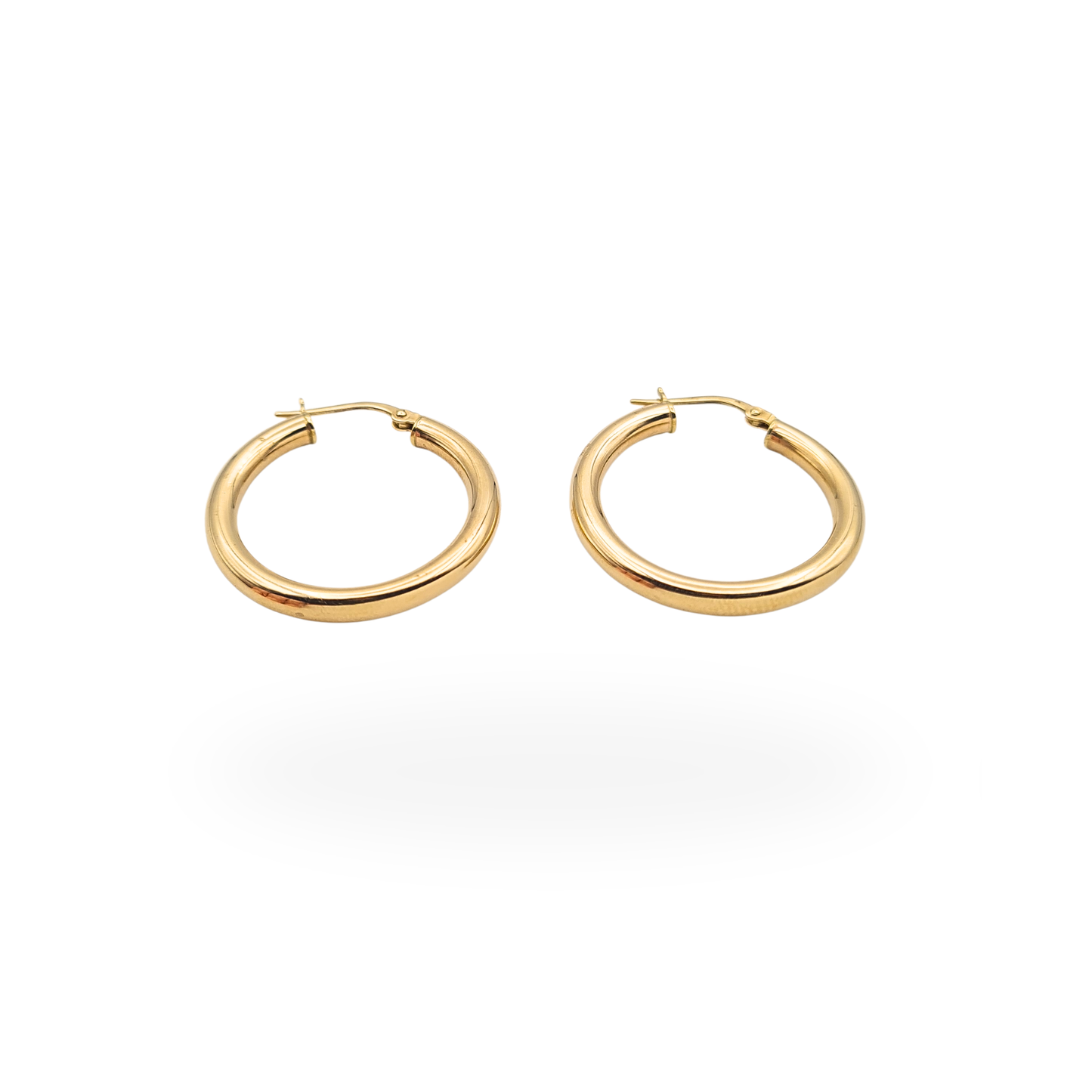Large 9ct Gold Hoop Earrings Hollow Hoops Flip Top Fasteners 25mm