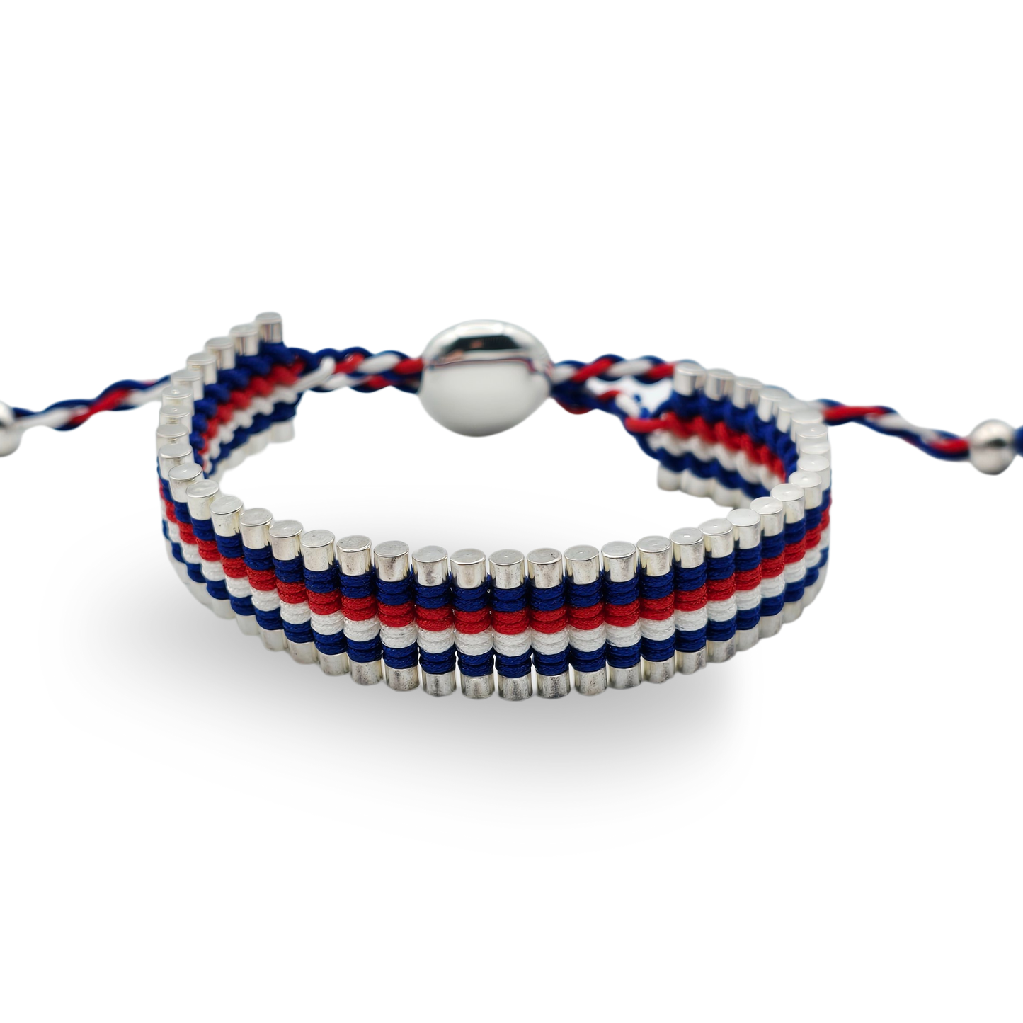 As-New Links of London Friendship Bracelet, Adjustable 5–9” Red White Blue