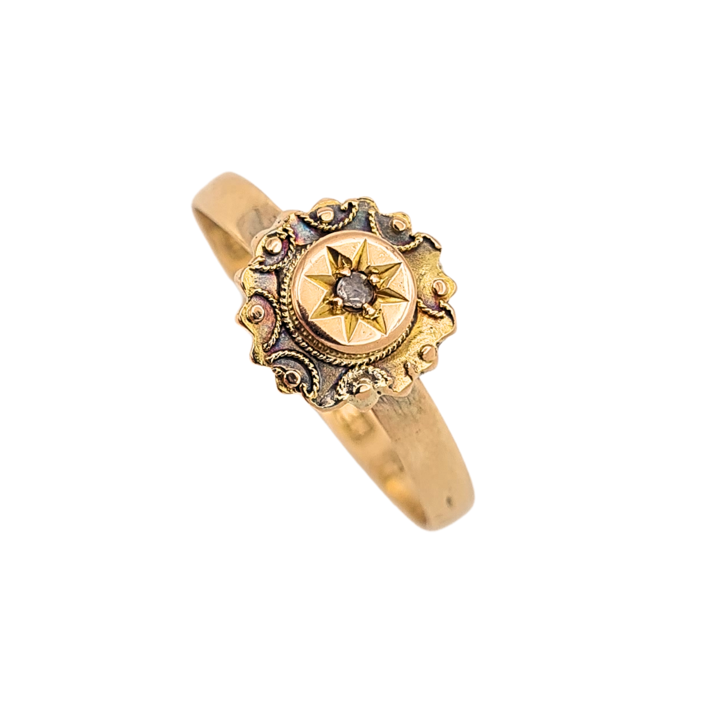 Victorian 1800's 9ct Gold Diamond Star Ring Birmingham UK N US 6.75