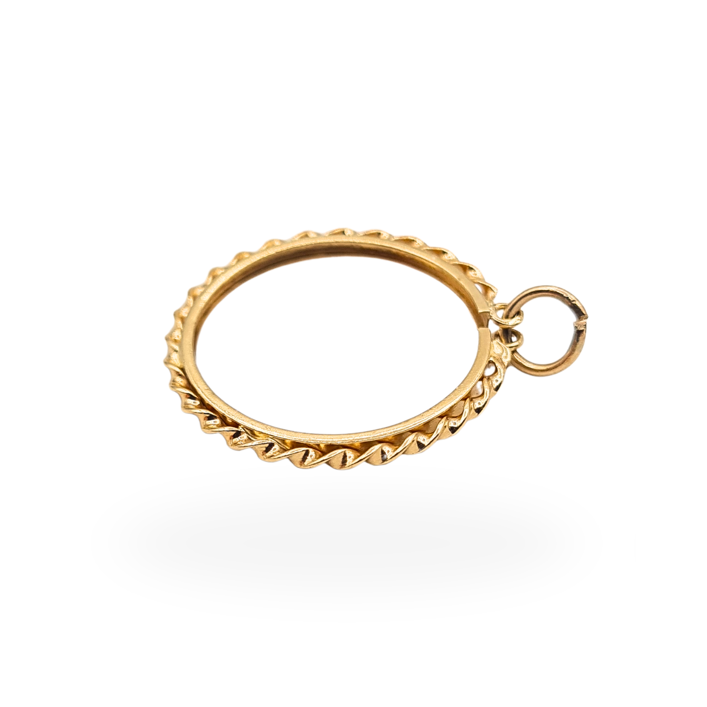Quality 9ct Gold Half Sovereign Holder Pendant Twist Rope Edge Coin Mount