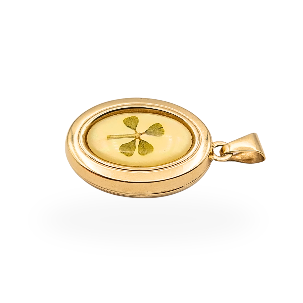 9ct Gold Four Leaf Clover Locket Lucky Clover Pendant British Hallmarked