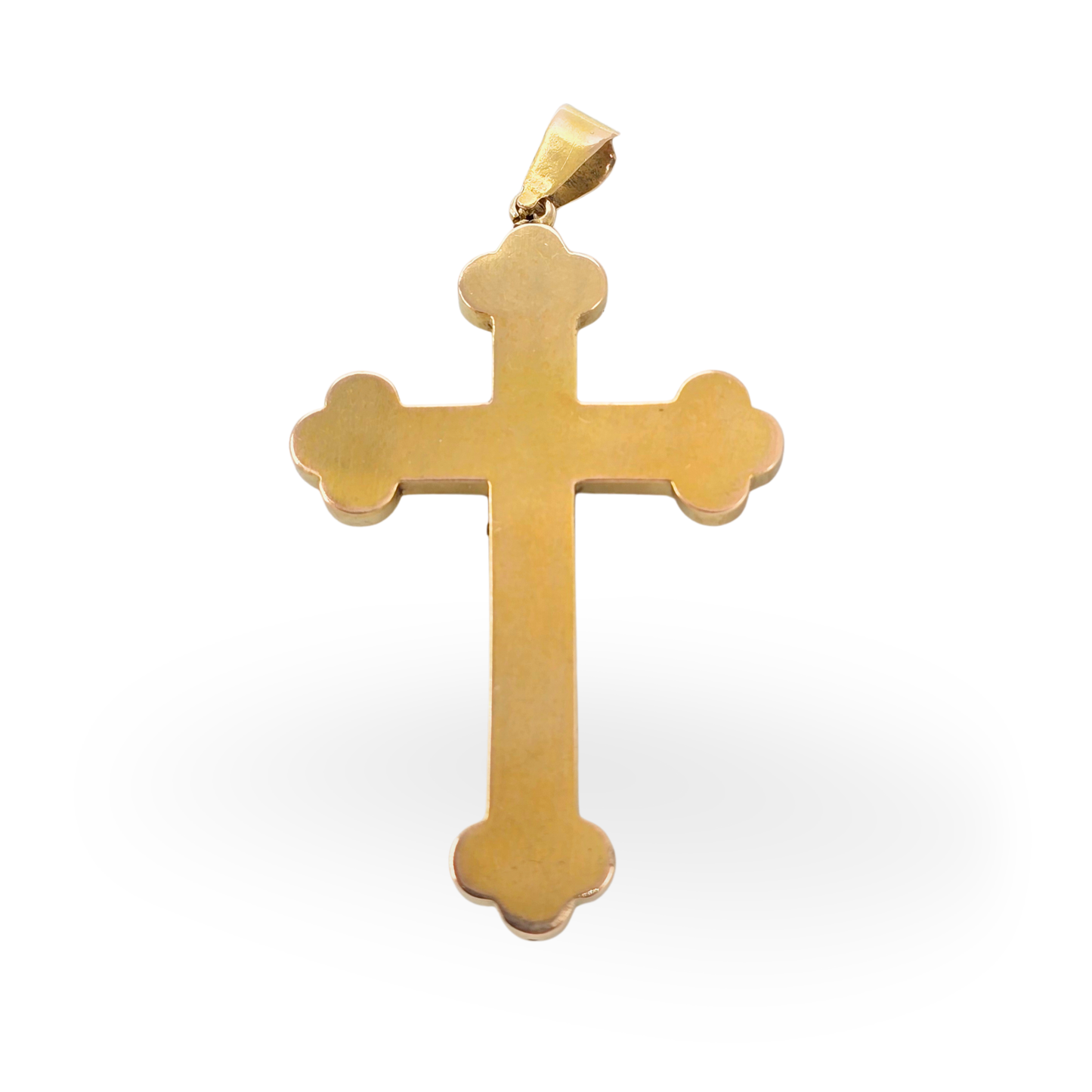 Large 9ct Gold Pearl Set Cross Pendant,  Byzantine Orthodox With Budded Ends