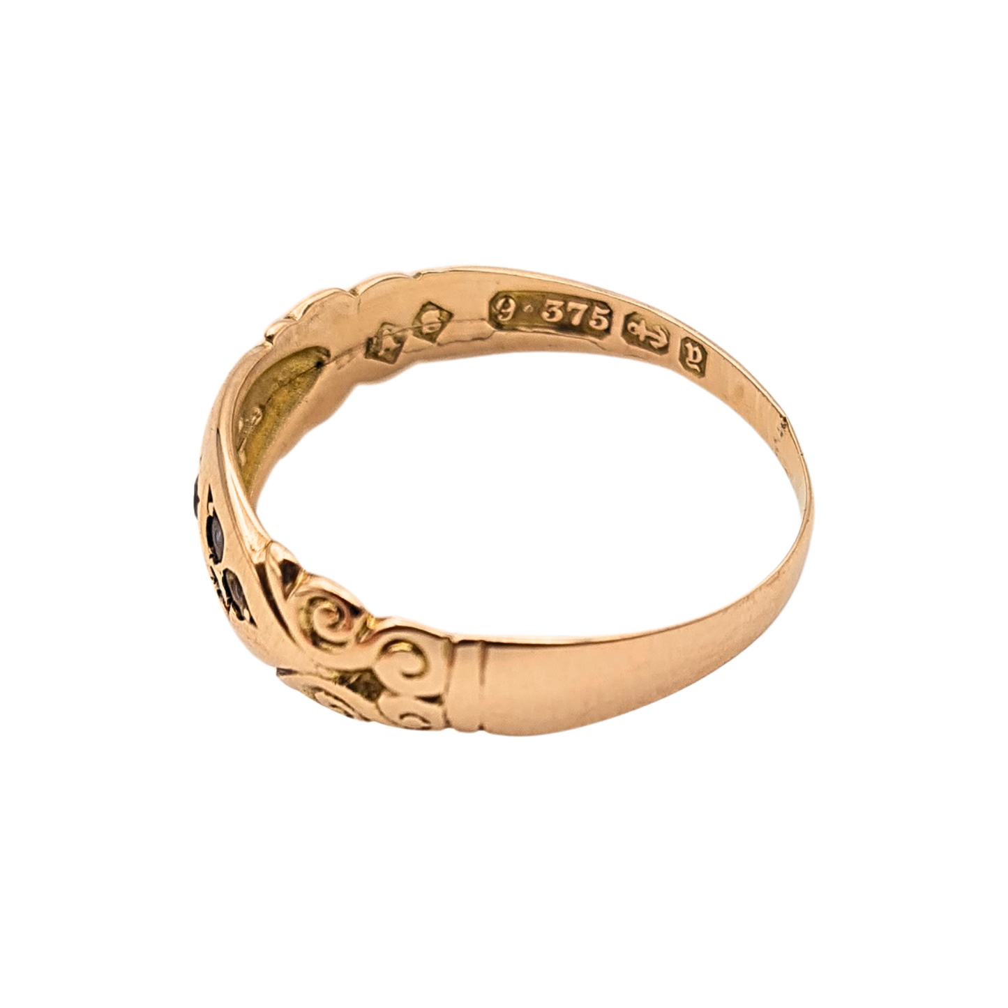 Antique 9ct Rose Gold Garnet & Pearl Ring, UK P 1/2, Birmingham 1847