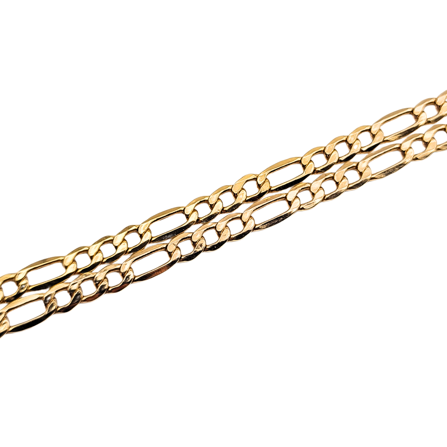 7" Long Gold Figaro Bracelet,  18.5cm, 3+2 Link Chain, British Hallmarked