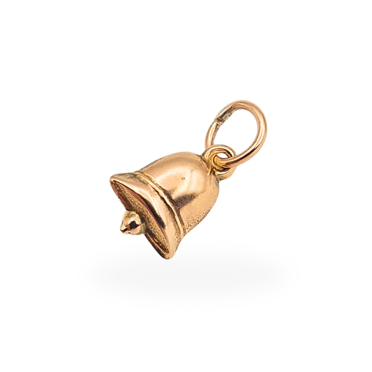 Tiny 9ct rose gold bell charm with lightweight hollow construction