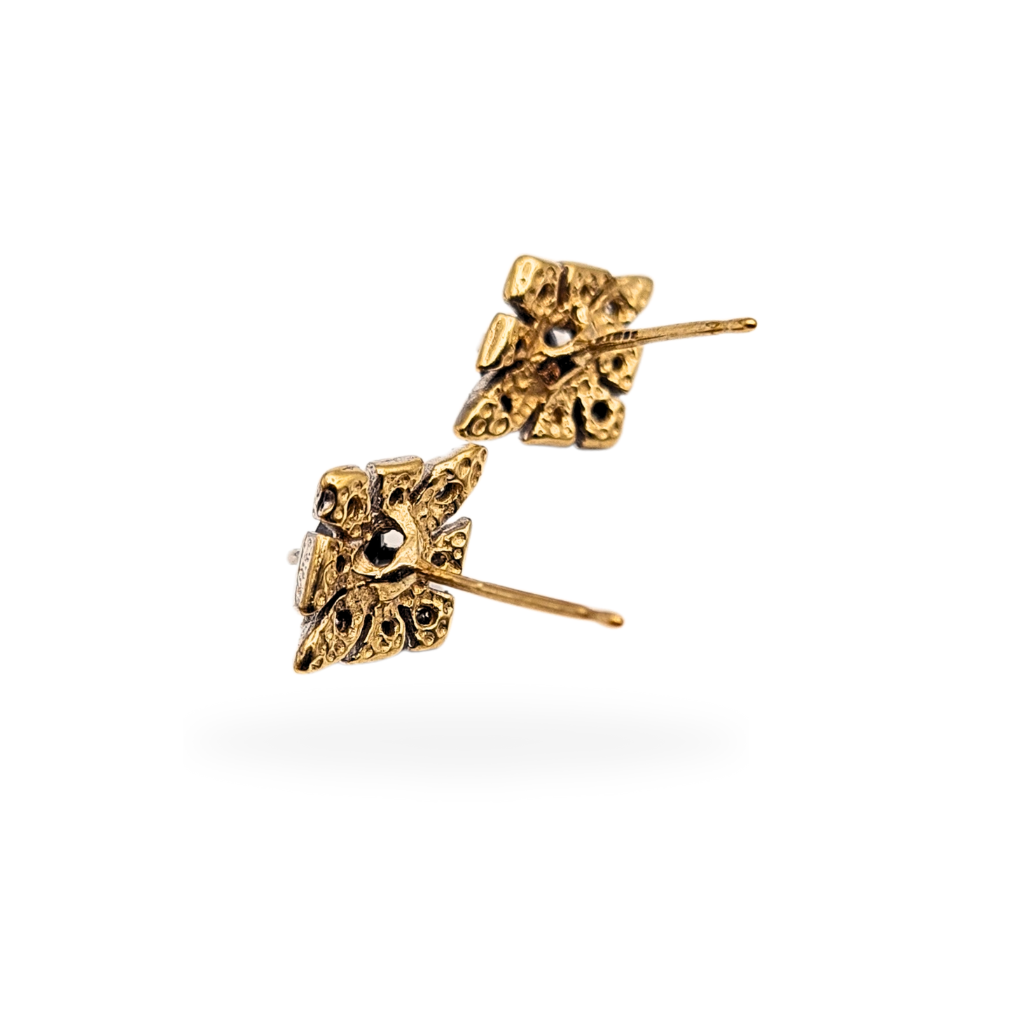 9ct Gold Sapphire Diamond Stud Earrings, Kite Shape
