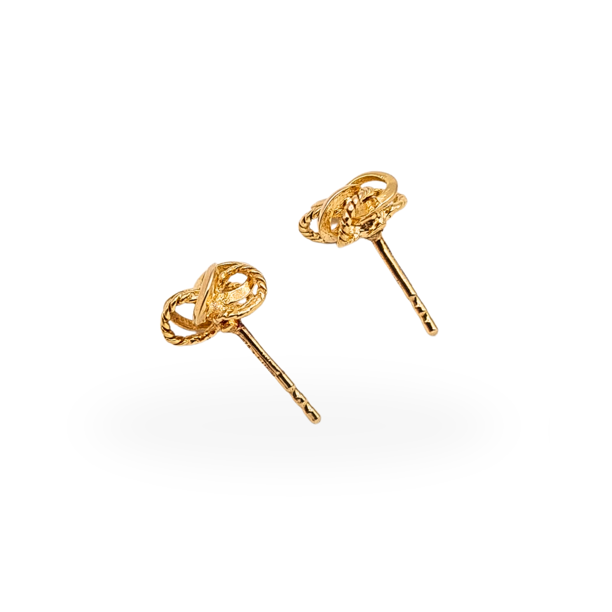 Delicate 9ct Gold Twist Knot Stud Earrings, Textured Woolmark British Hallmarked