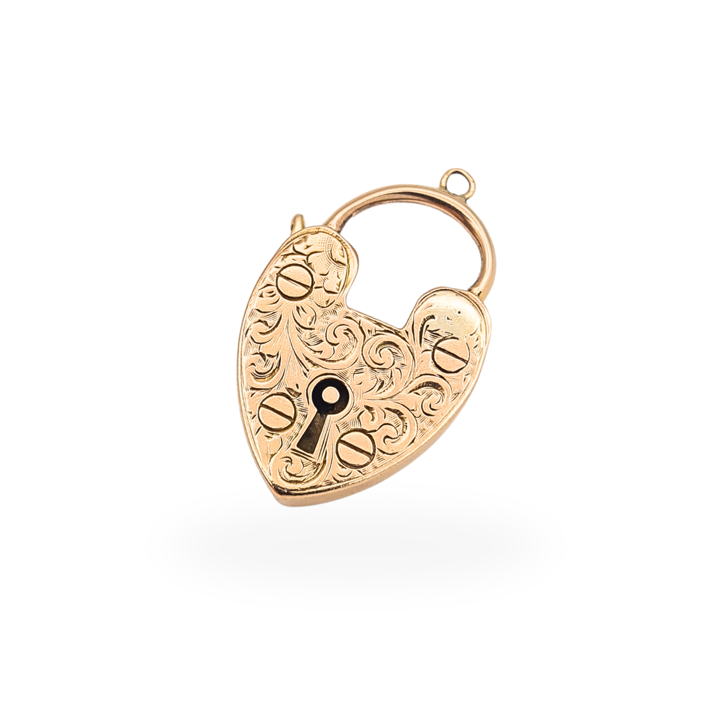 Huge 9ct Rose Gold Large Antique Heart Padlock Clasp Engraved Floral Design