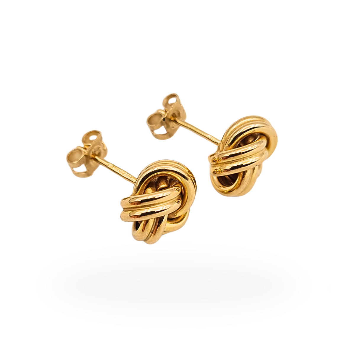 9ct Gold Twin Wire Knot Stud Earrings,  British Hallmarked Gold