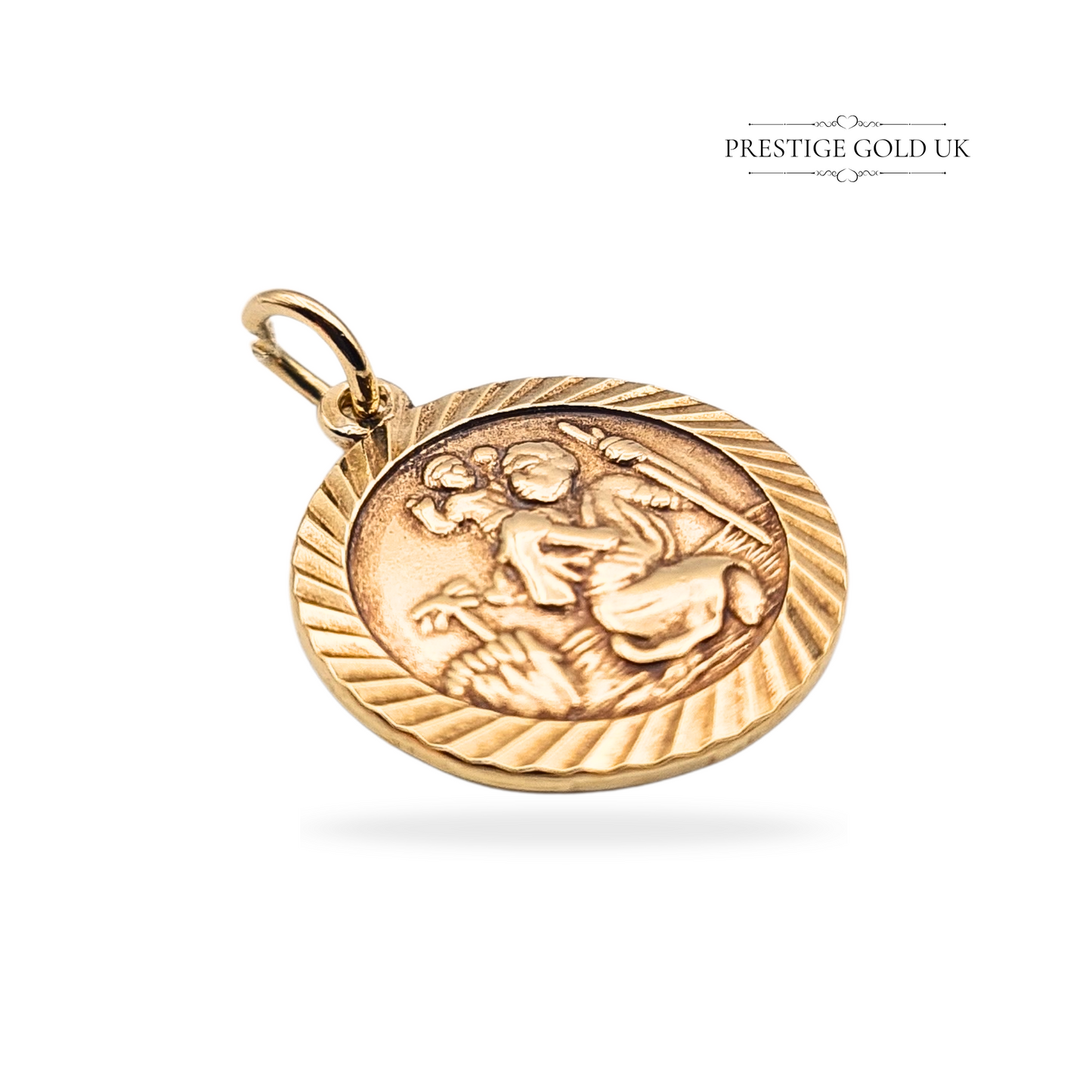 9ct Gold Round St Christopher Pendant Charm, Sheffield 1978
