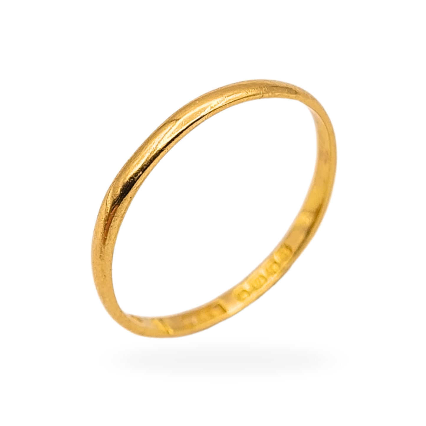 22ct Thin Gold Wedding Ring - Vintage 1940's - UK M 1/2, US 6 1/2, Euro 53.5