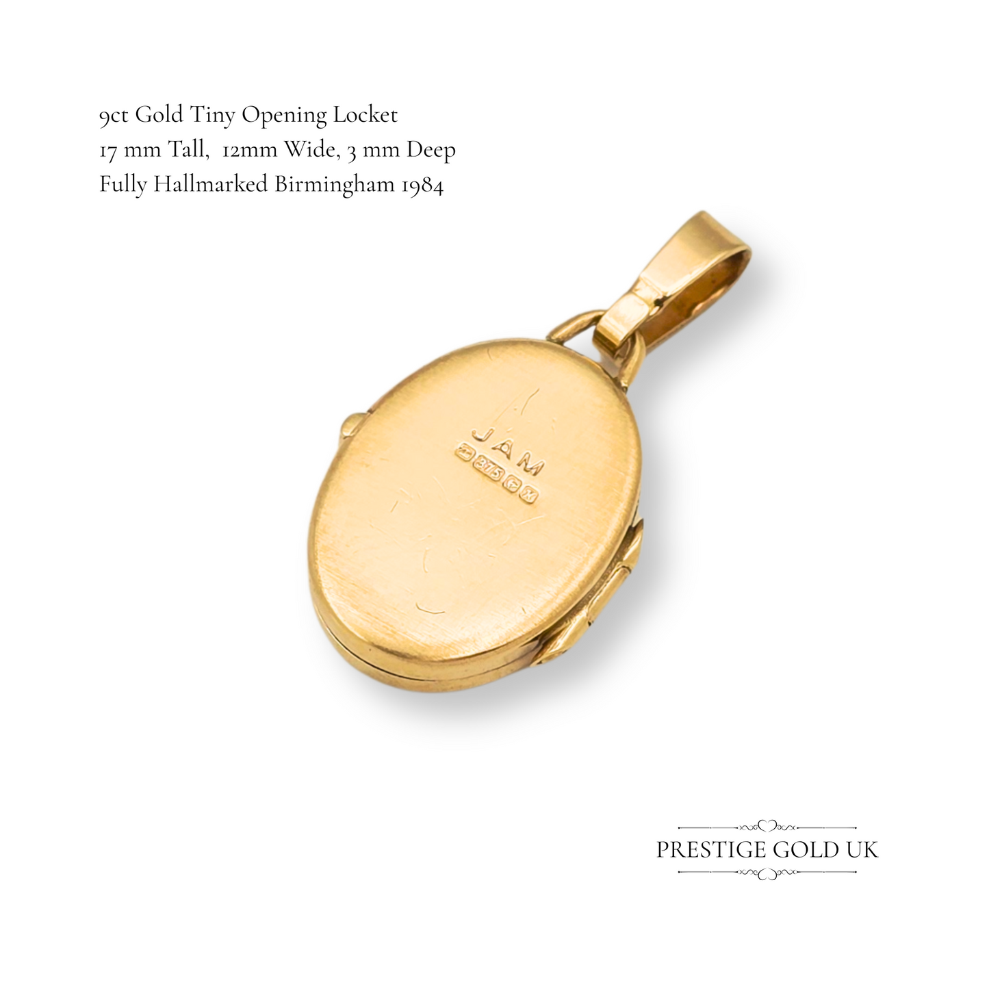 Tiny 9ct Gold  Oval Locket, Lightweight  Opening Pendant, Dainty Gold Charm