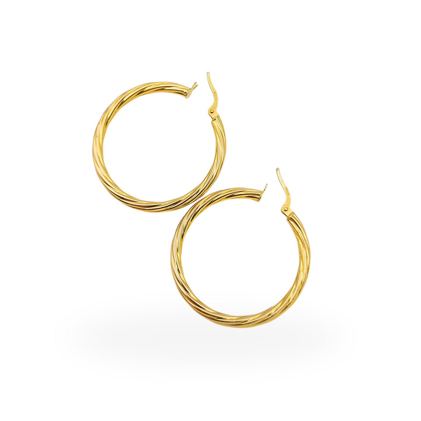 Huge 9ct Gold Twist Hoop Earrings 36mm Fully British Hallmarked