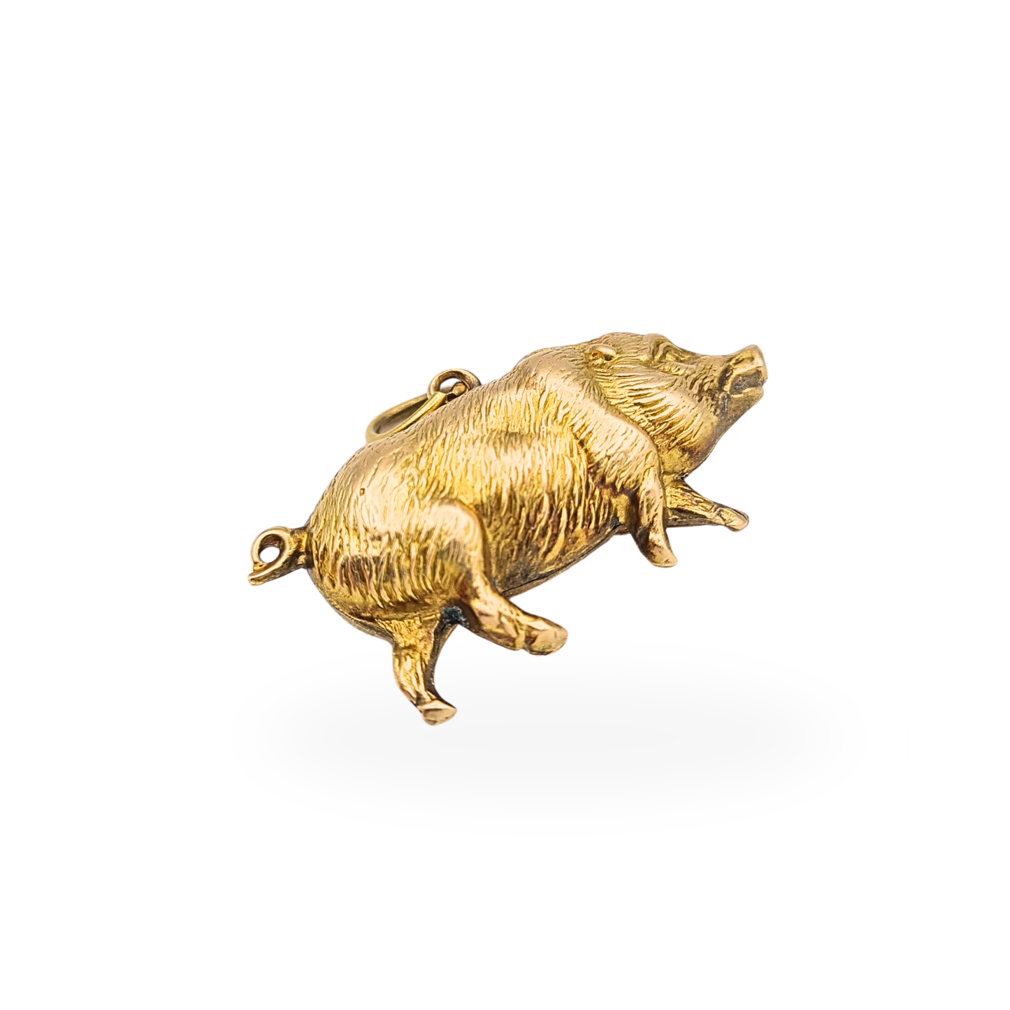 Large 9ct Gold Pig Boar Charm Pendant Hollow Moving Rattle Animal Charm