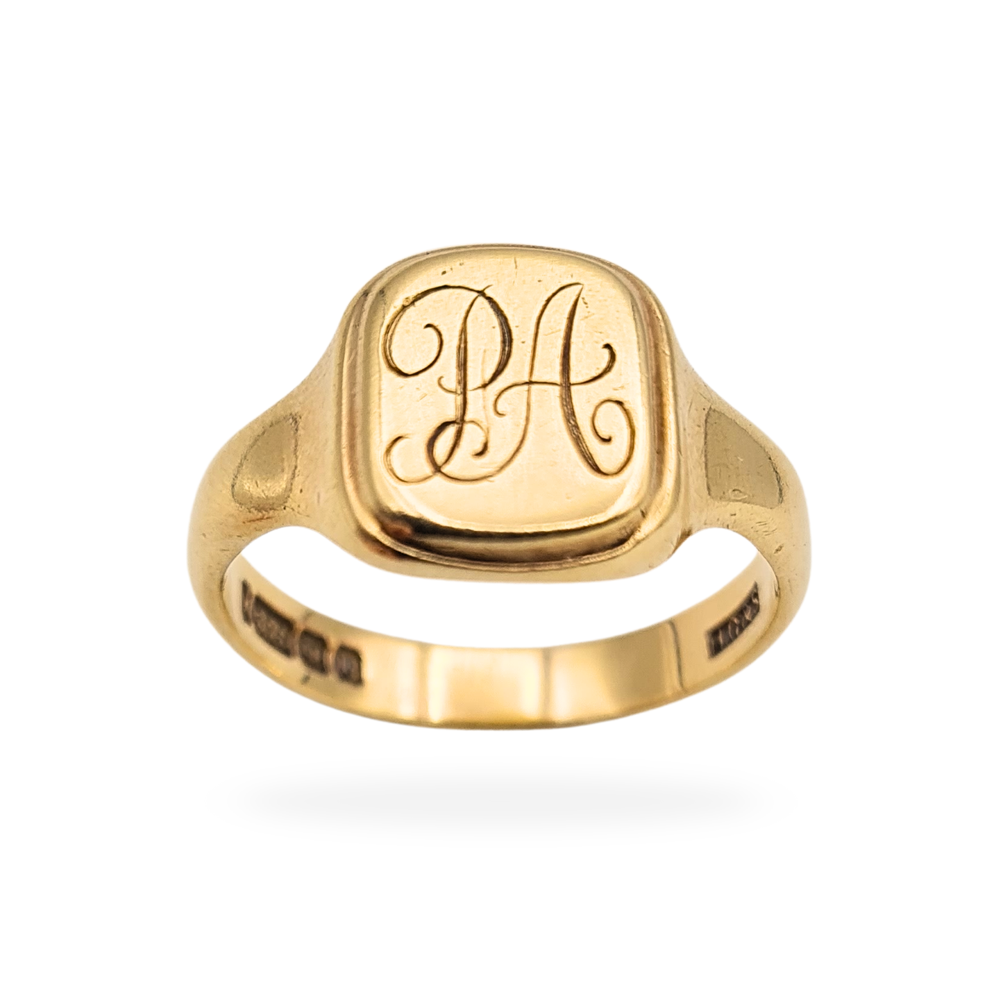 9ct Solid Gold Engraved Signet Ring, Size  UK V US 10 1/2
