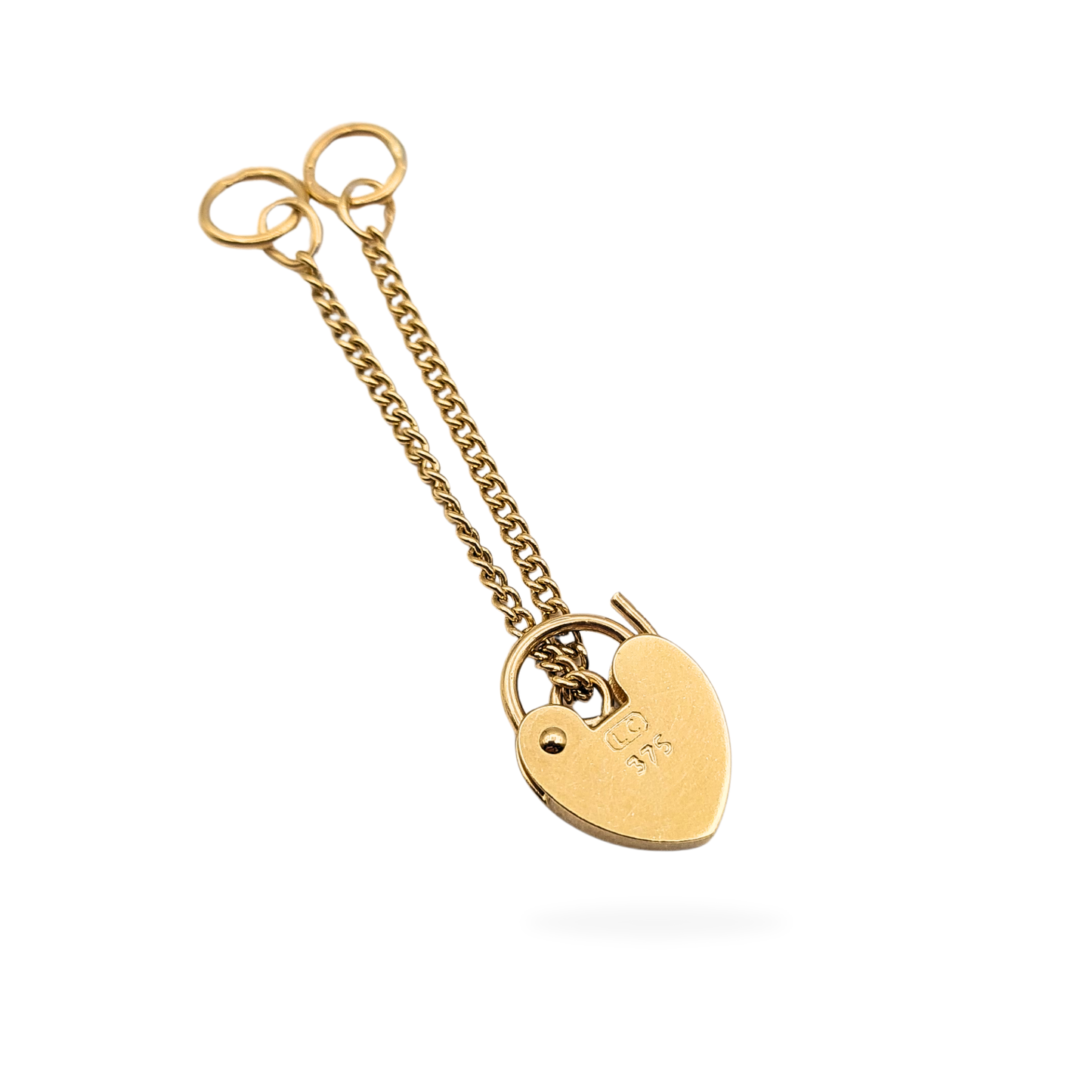 Small 9ct Gold Heart Padlock, Tested 375, Safety Chain
