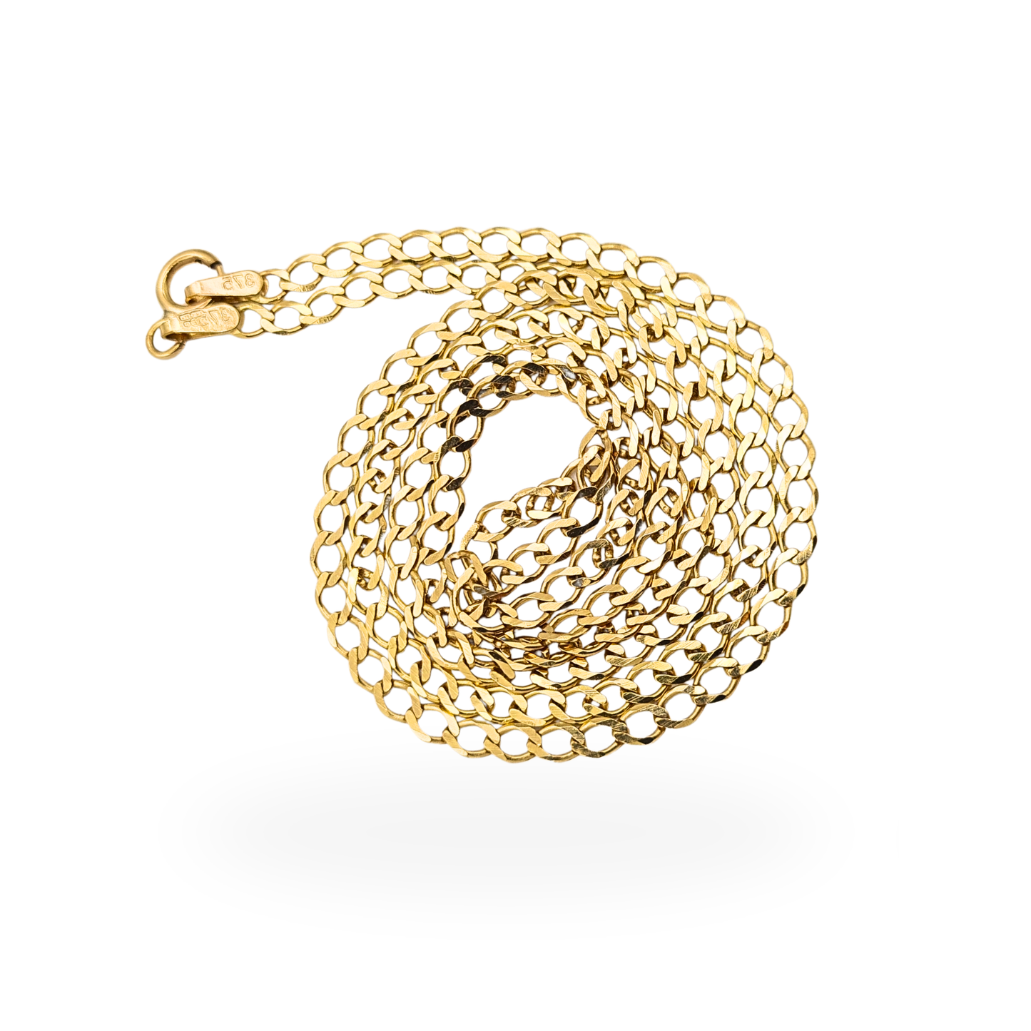 18"  9ct Gold Hollow Curb Chain Necklace 2.3mm Hallmarked Spring Ring
