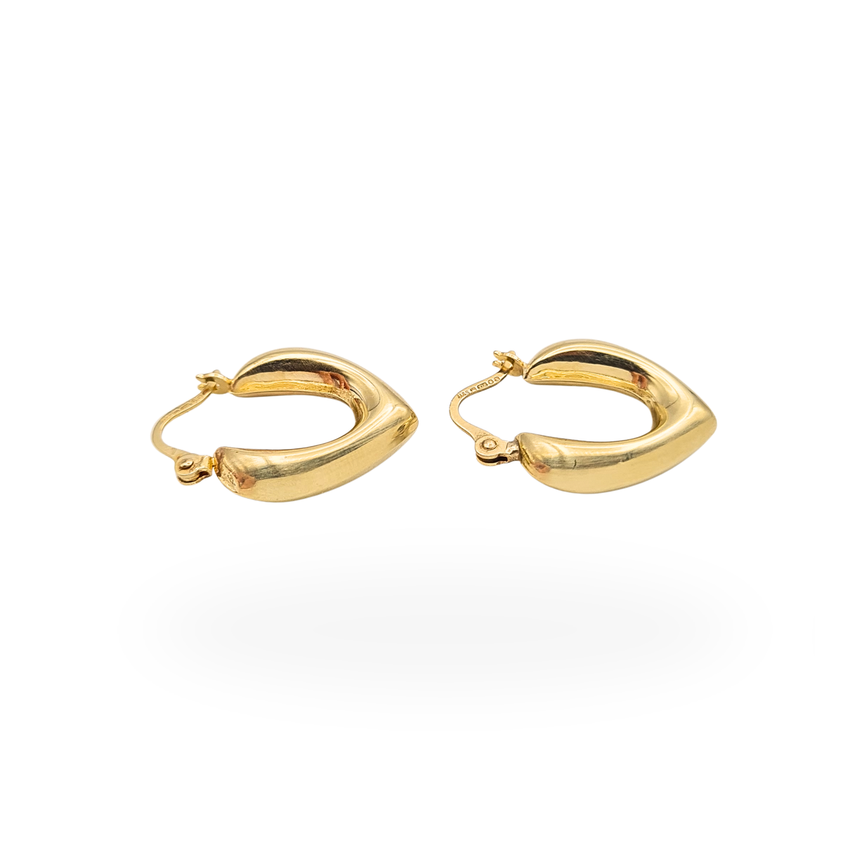 9ct Gold Puffy Heart Hoop Earrings, Hallmarked London 1997 23mm