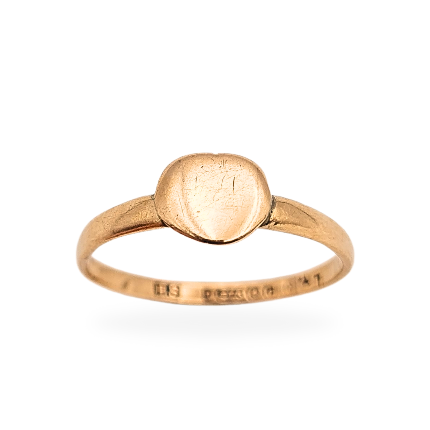 Antique 9ct Rose Gold Heart Signet Ring 1855 UK Q US 8.5